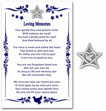 Memorial Pin and Poem Card